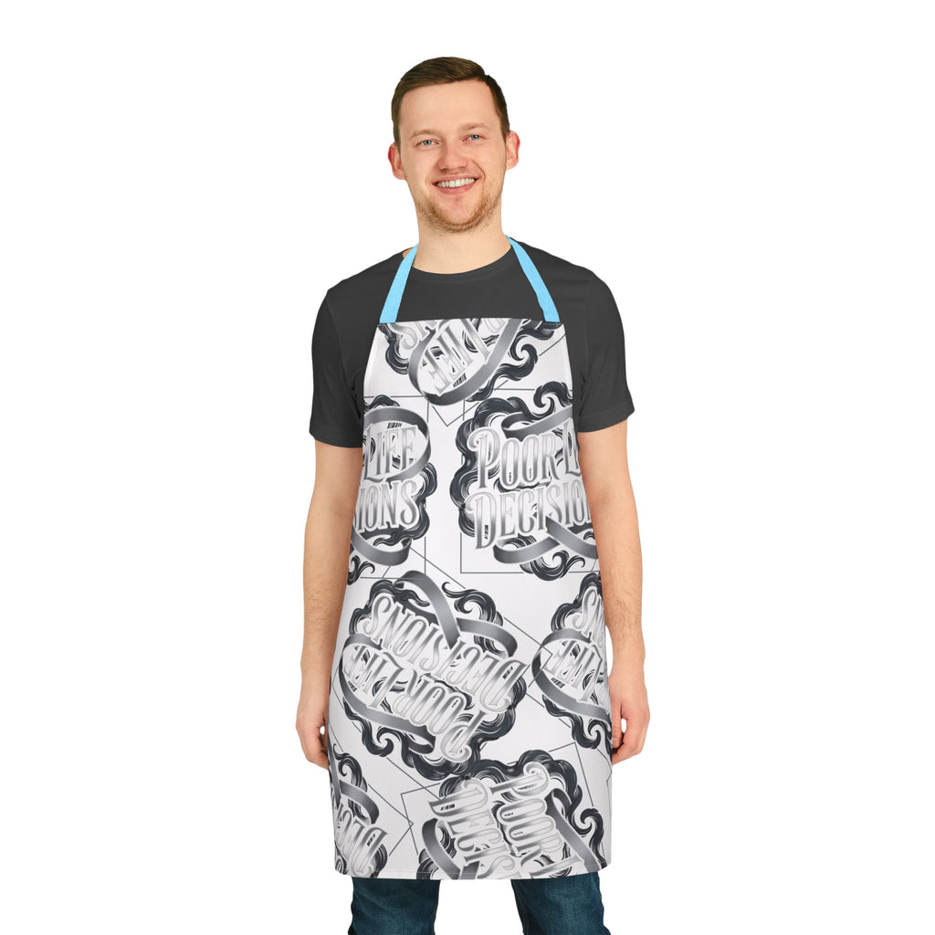 Monochrome ‘Puur’n Delusions’ Pattern Apron — Graphic Kitchen Apron with 5-Color Straps