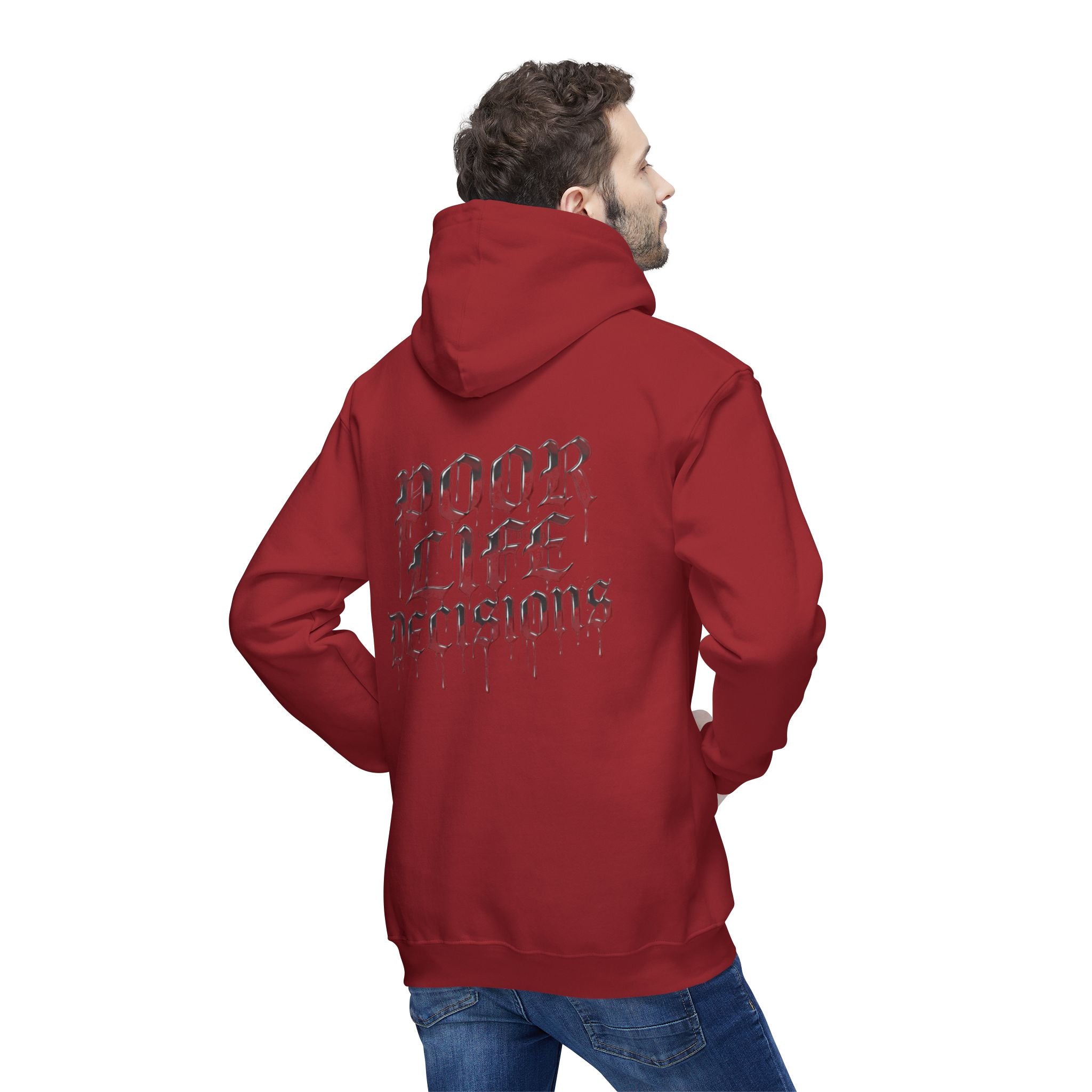 Poor Life Decisions Hoodie — White Graphic Hooded Sweatshirt