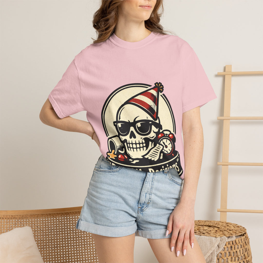 Poor Life Decisions Skull T-Shirt — Funny Party Skull Graphic Tee