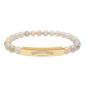 Engravable Natural Stone Bar Bracelet — Stretch Beaded Personalized Jewelry