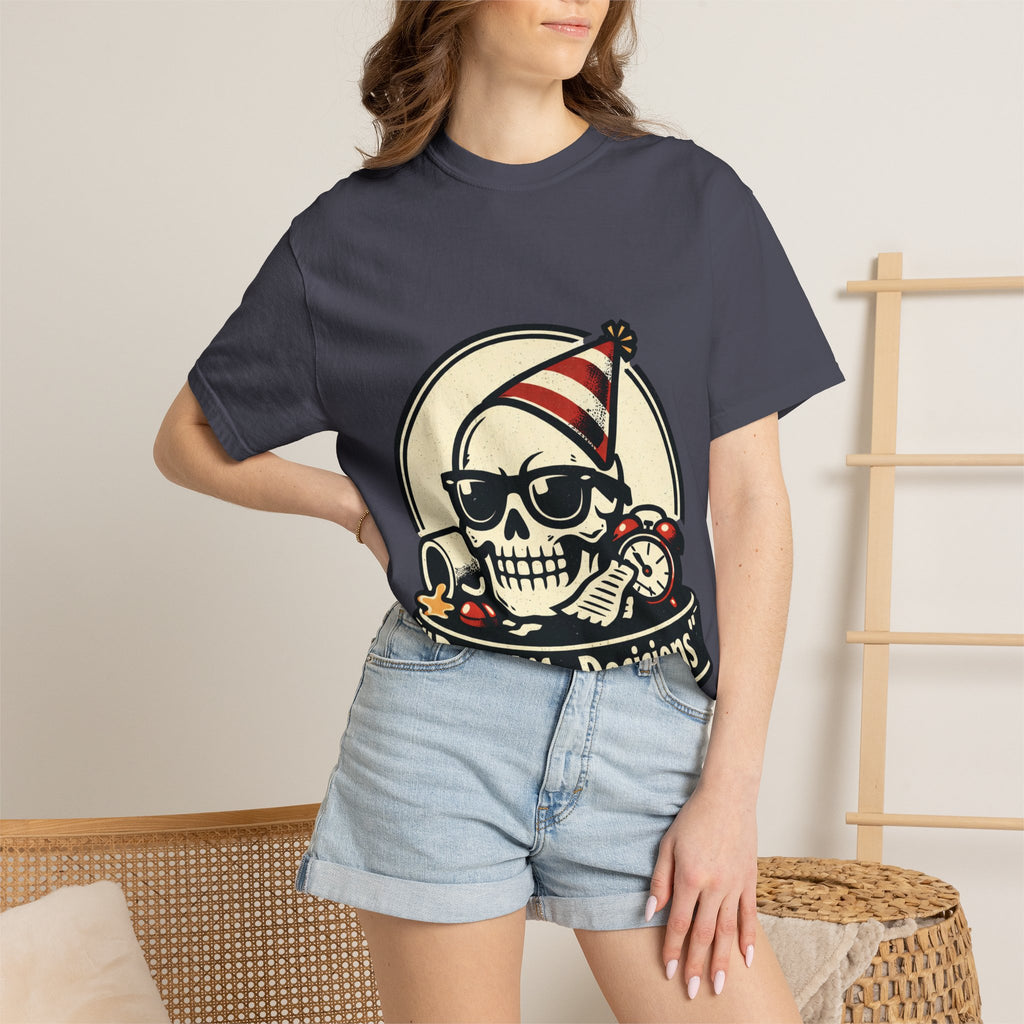 Poor Life Decisions Skull T-Shirt — Funny Party Skull Graphic Tee