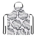 Monochrome ‘Puur’n Delusions’ Pattern Apron — Graphic Kitchen Apron with 5-Color Straps