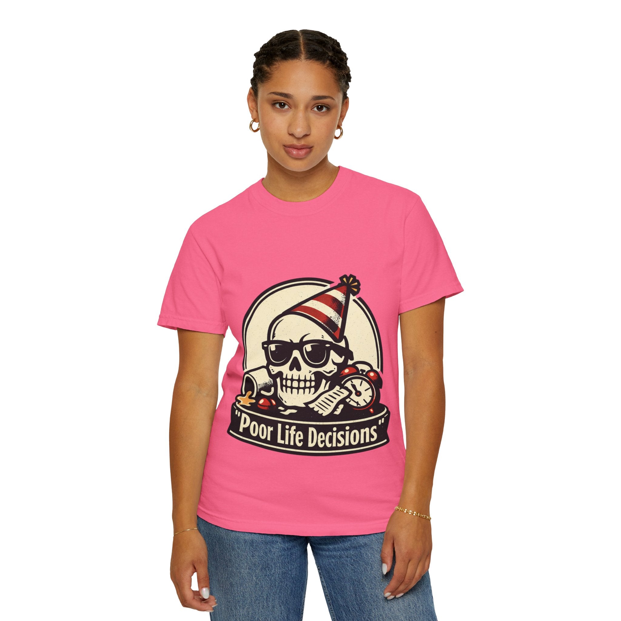 Poor Life Decisions Skull T-Shirt — Funny Party Skull Graphic Tee