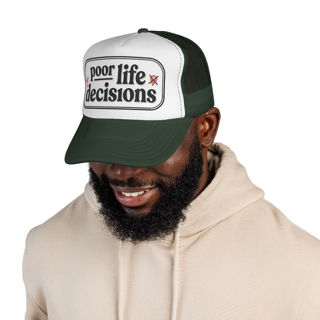 Trucker Hat - "Poor Life Decisions" Retro Mesh Cap