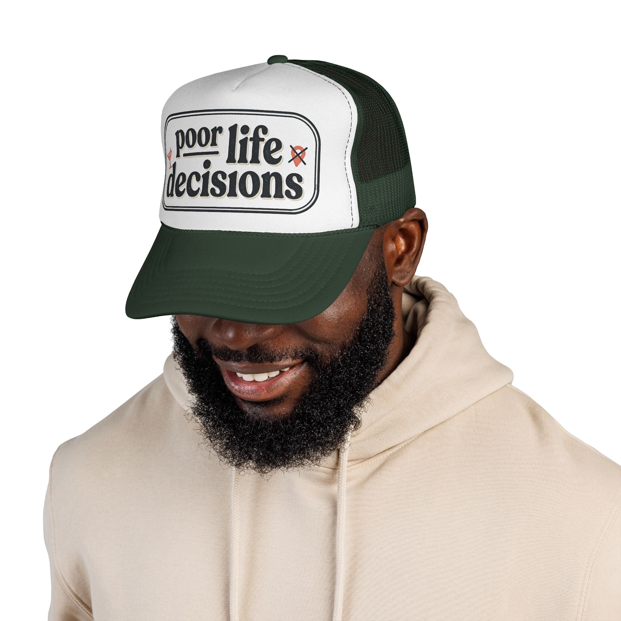 Trucker Hat - "Poor Life Decisions" Retro Mesh Cap