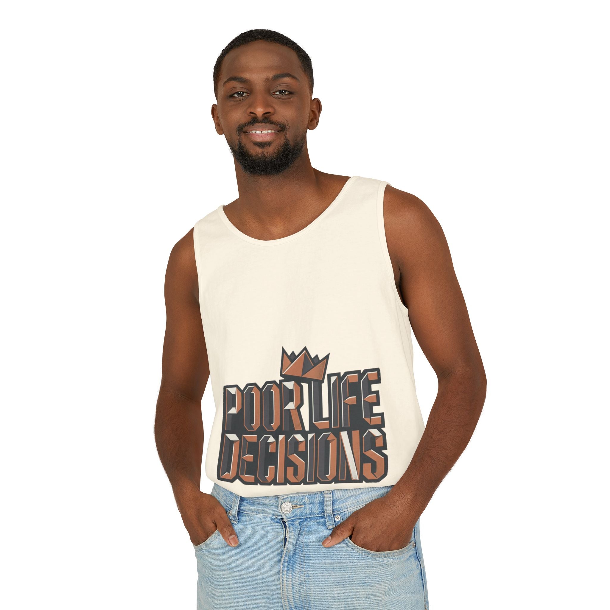 'Poor Life Decisions' Graphic Tank Top — Funny Typography Crown Summer Tee