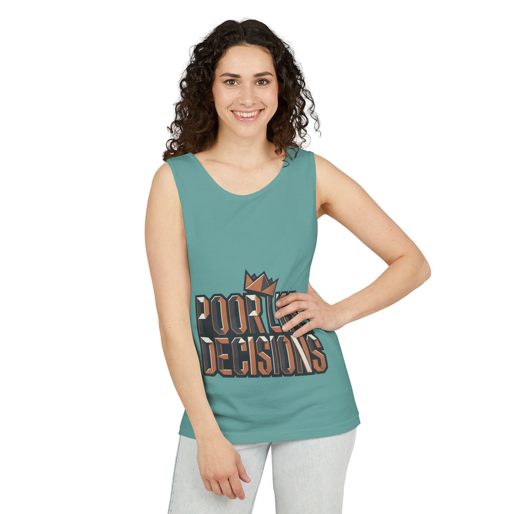 'Poor Life Decisions' Graphic Tank Top — Funny Typography Crown Summer Tee