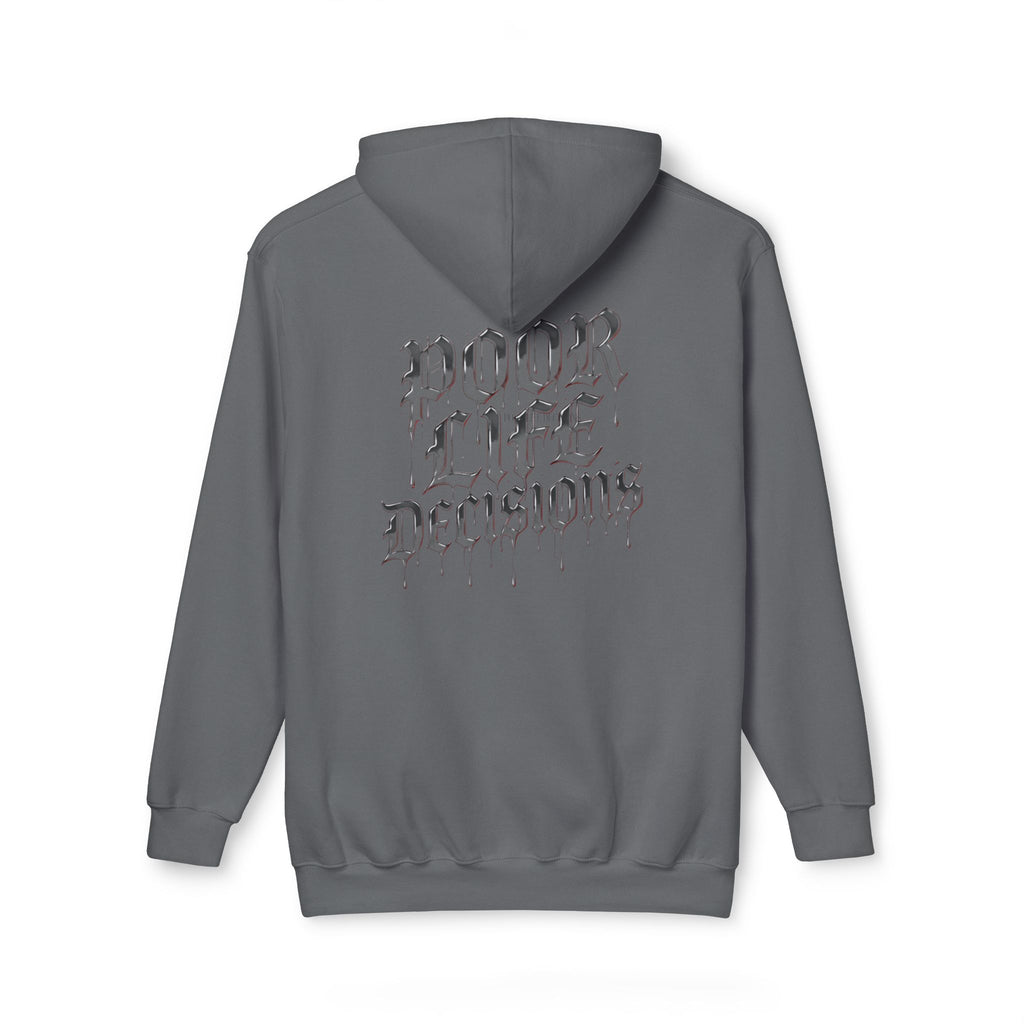 Poor Life Decisions Hoodie — White Graphic Hooded Sweatshirt