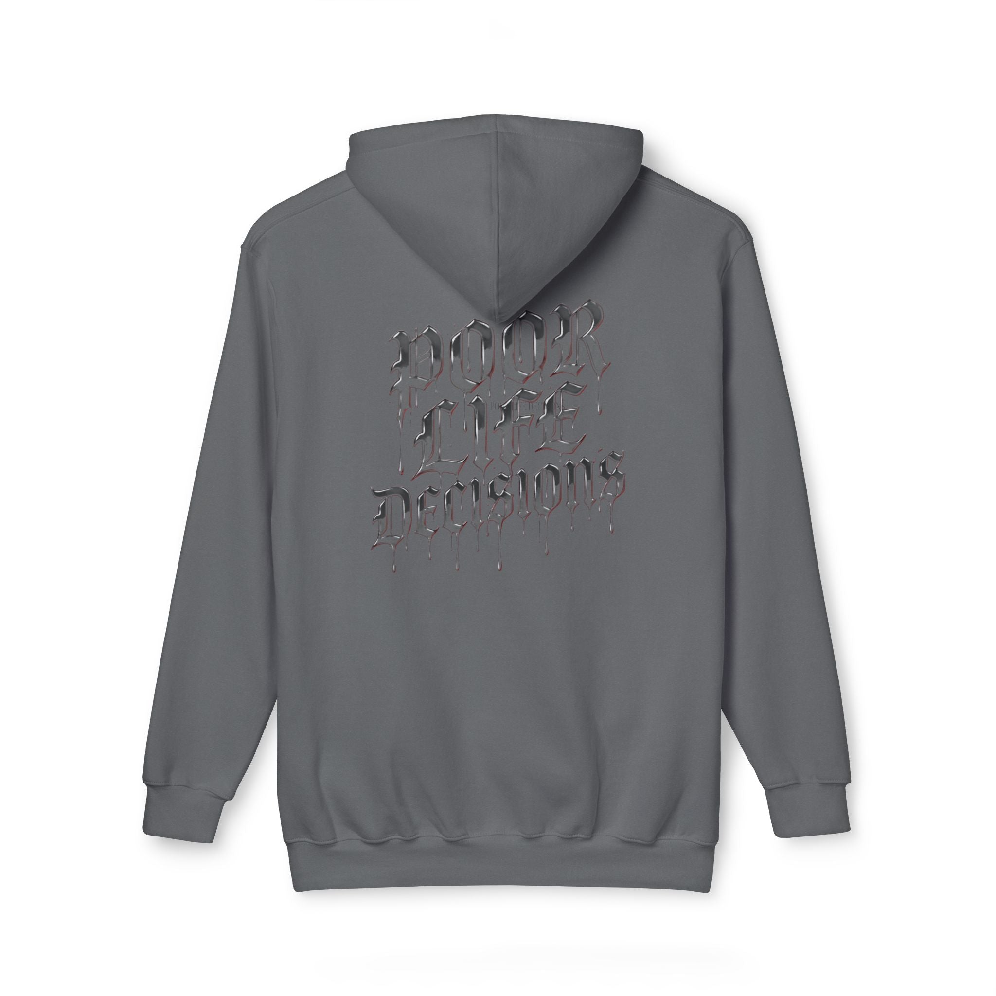 Poor Life Decisions Hoodie — White Graphic Hooded Sweatshirt
