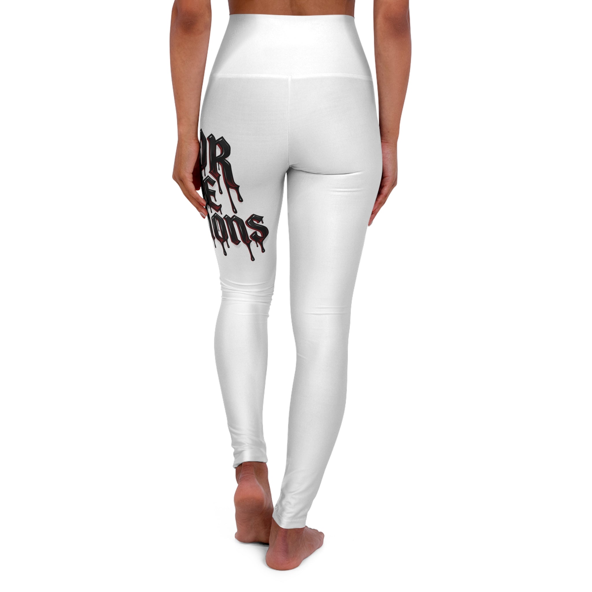 High-Waisted Yoga Leggings — "Pour Out My Decisions" Drip Text Athletic Leggings
