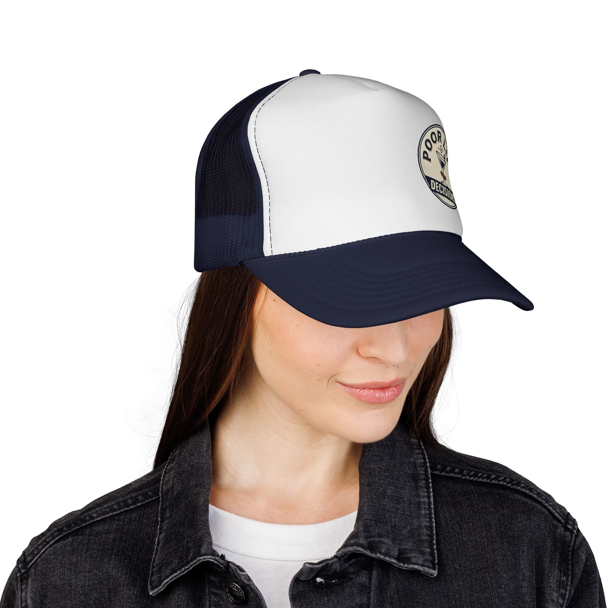Trucker Cap — “Poor Life Decisions” Vintage Cocktail Patch Hat