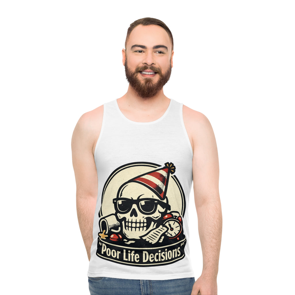 "Poor Life Decisions" Skull Party Tank Top - Funny Graphic Summer Vest