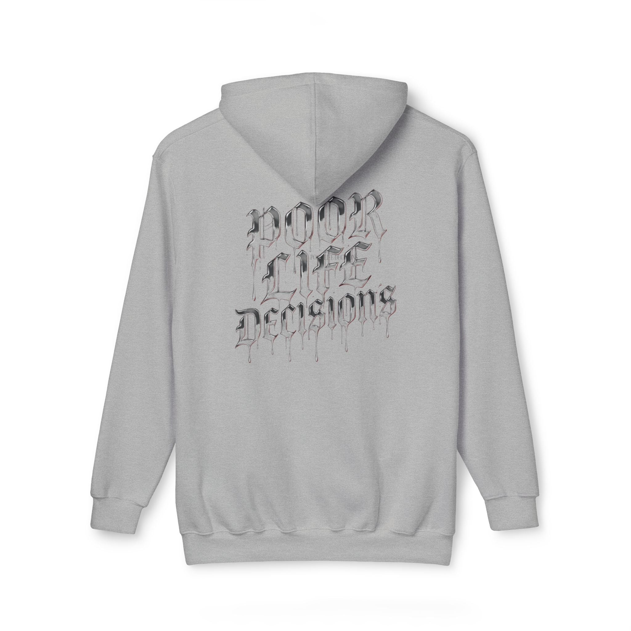 Poor Life Decisions Hoodie — White Graphic Hooded Sweatshirt