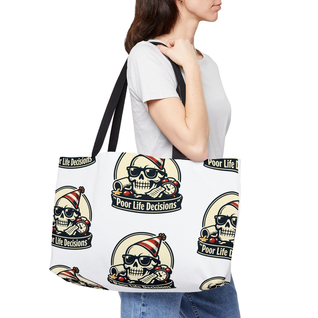 Weekender Tote Bag — 'Poor Life Decisions' Skull Beach Tote