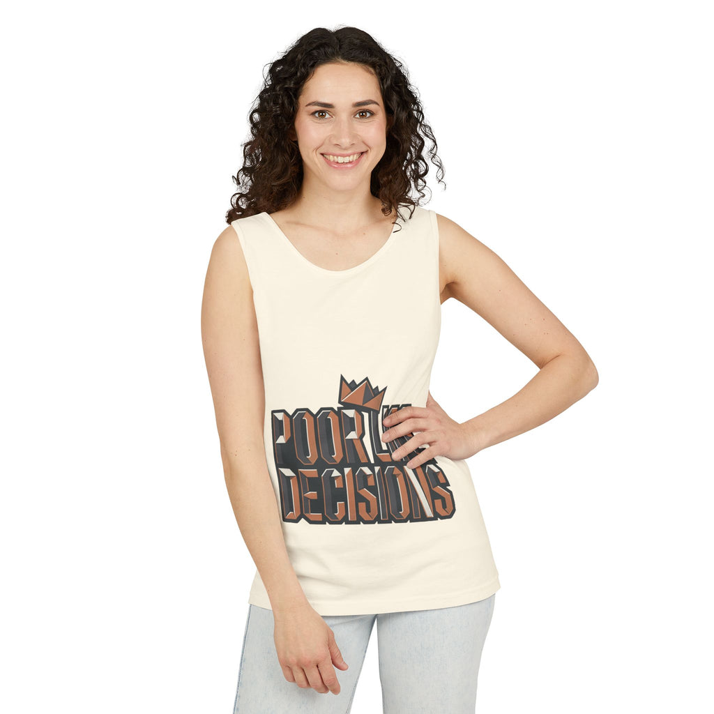 'Poor Life Decisions' Graphic Tank Top — Funny Typography Crown Summer Tee