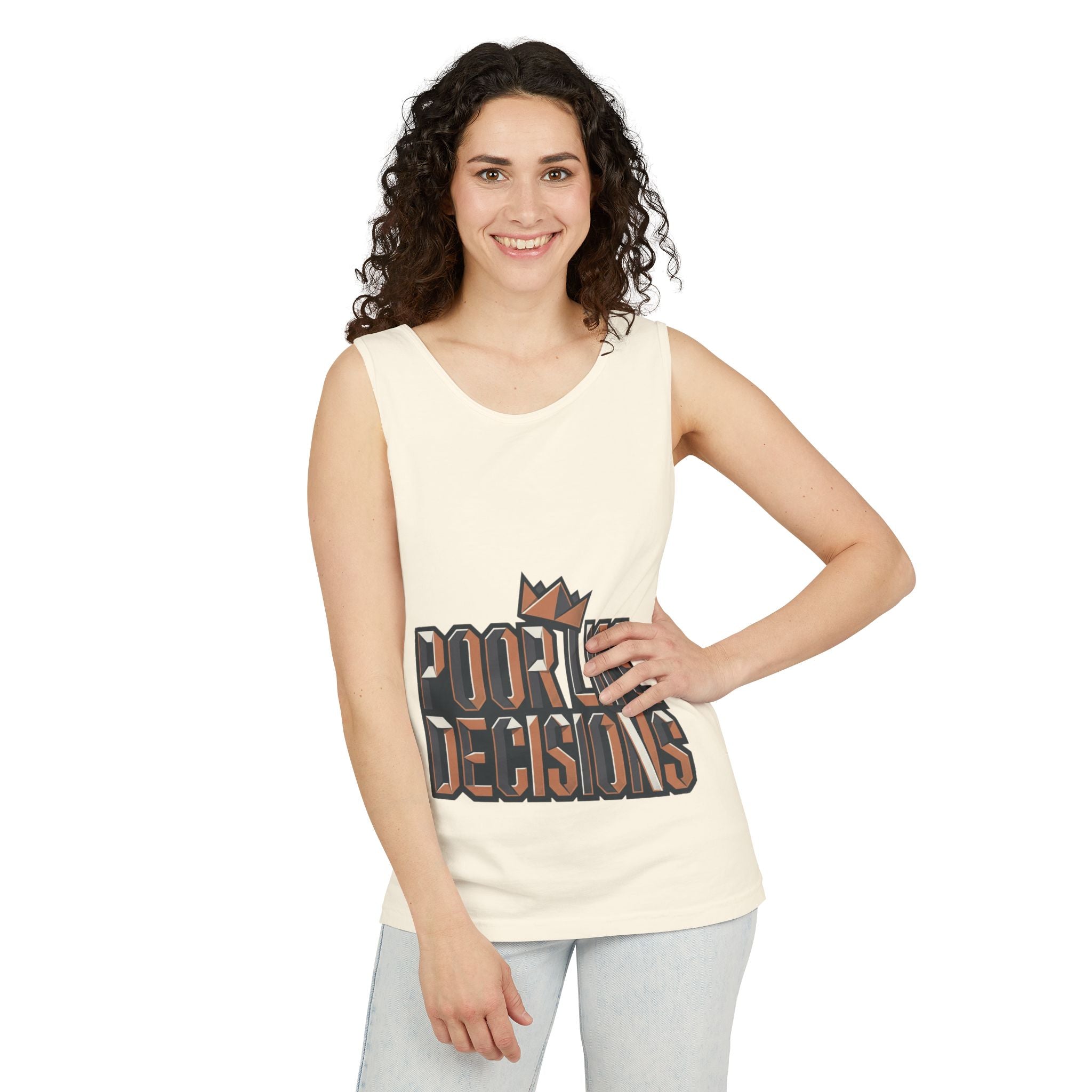 'Poor Life Decisions' Graphic Tank Top — Funny Typography Crown Summer Tee