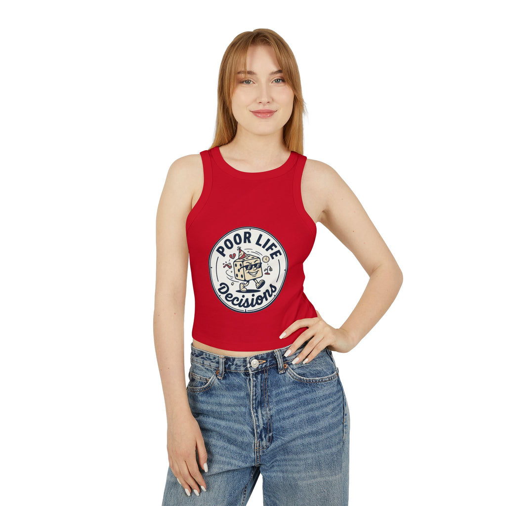 Racer Tank — "Poor Life Decisions" Retro Cocktail Graphic