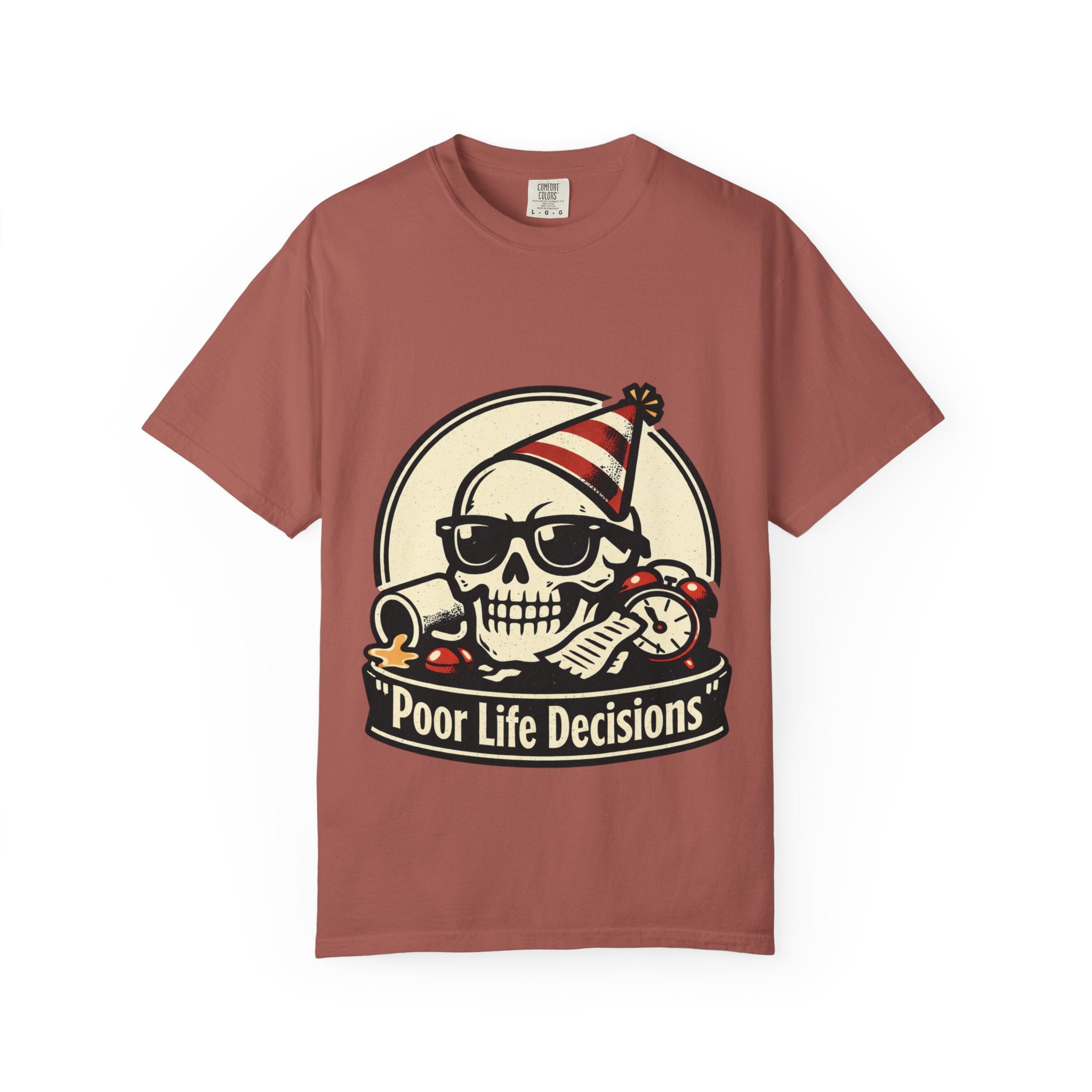 Poor Life Decisions Skull T-Shirt — Funny Party Skull Graphic Tee