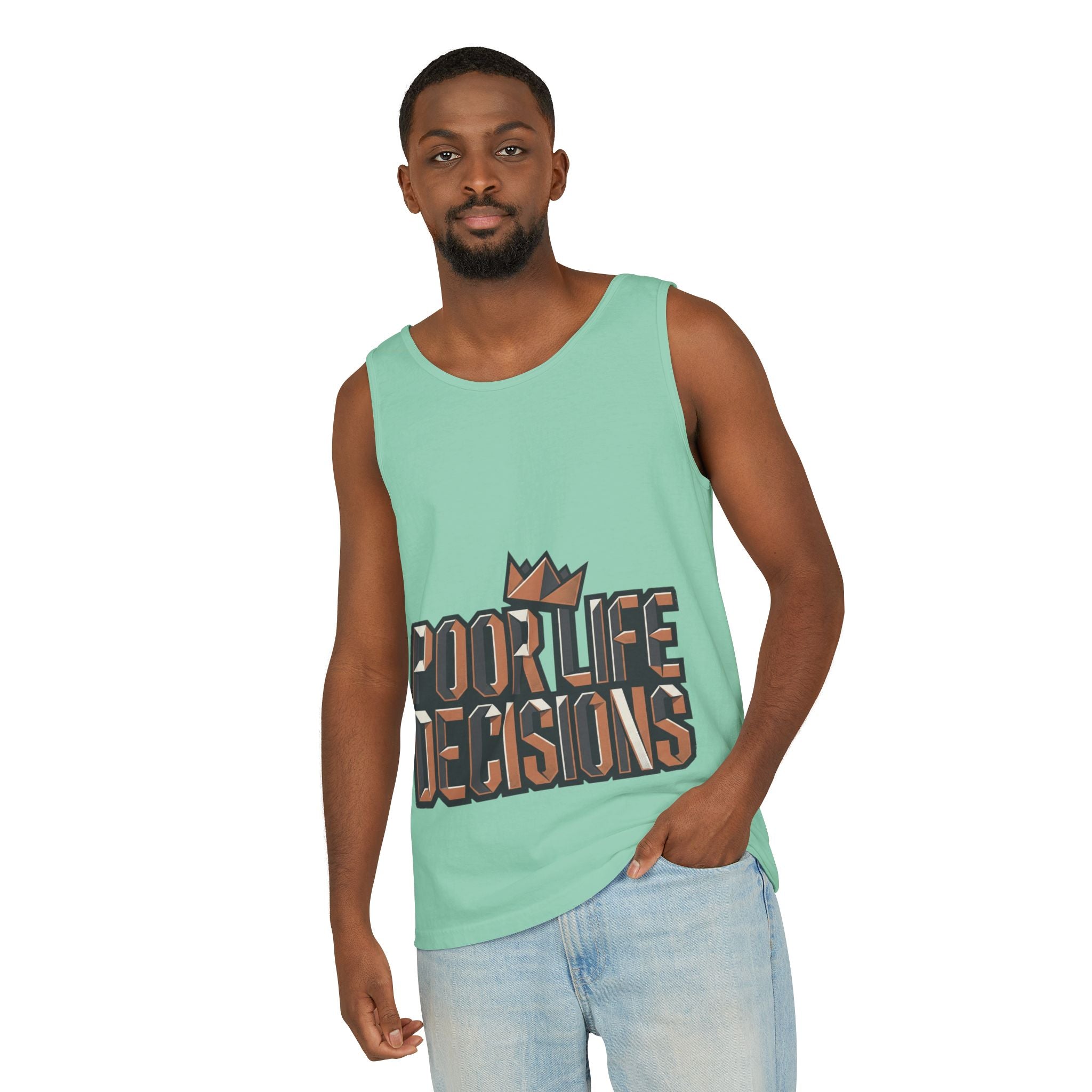 'Poor Life Decisions' Graphic Tank Top — Funny Typography Crown Summer Tee