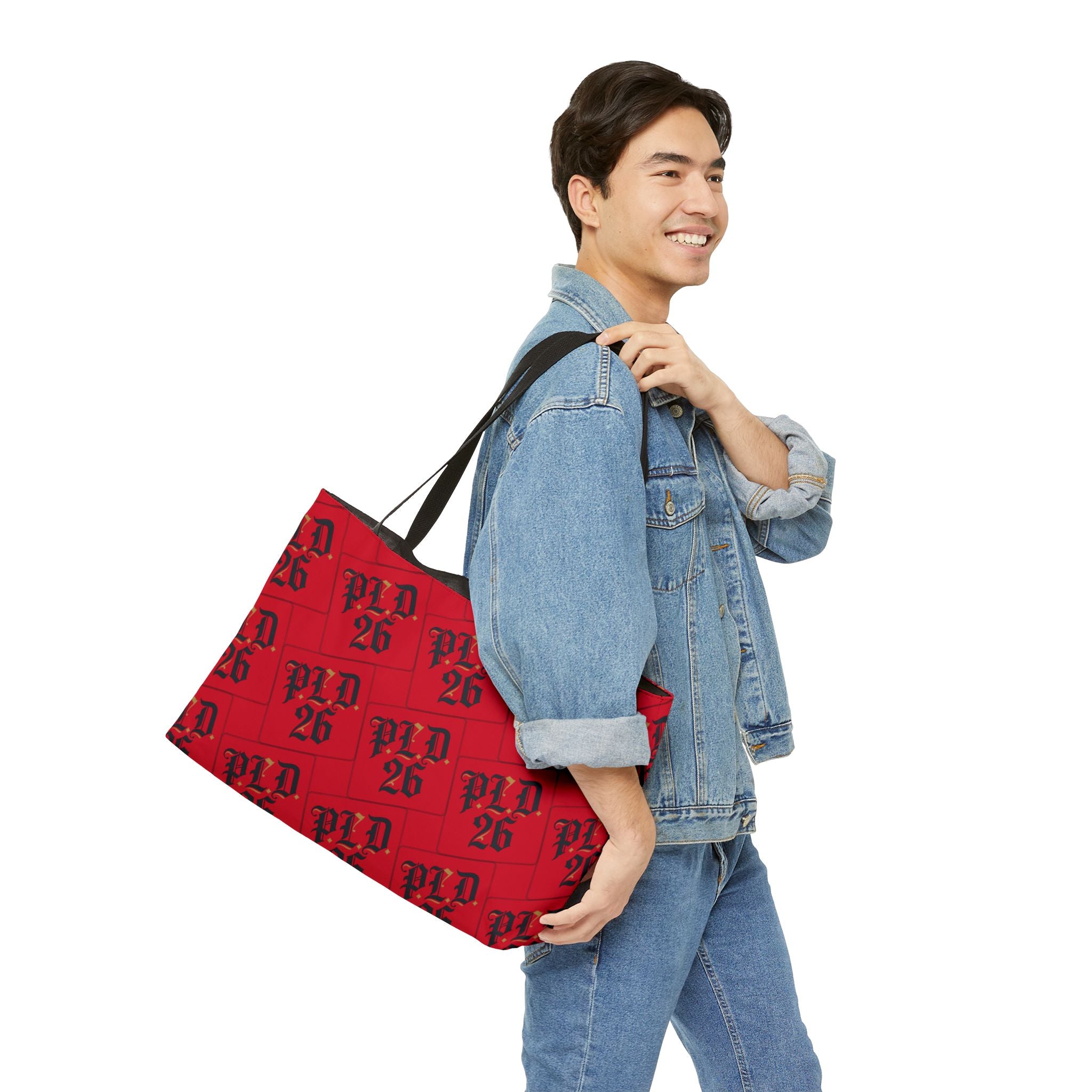 Weekender Tote Bag – Red Plaid 'WLD 26' Pattern Carryall