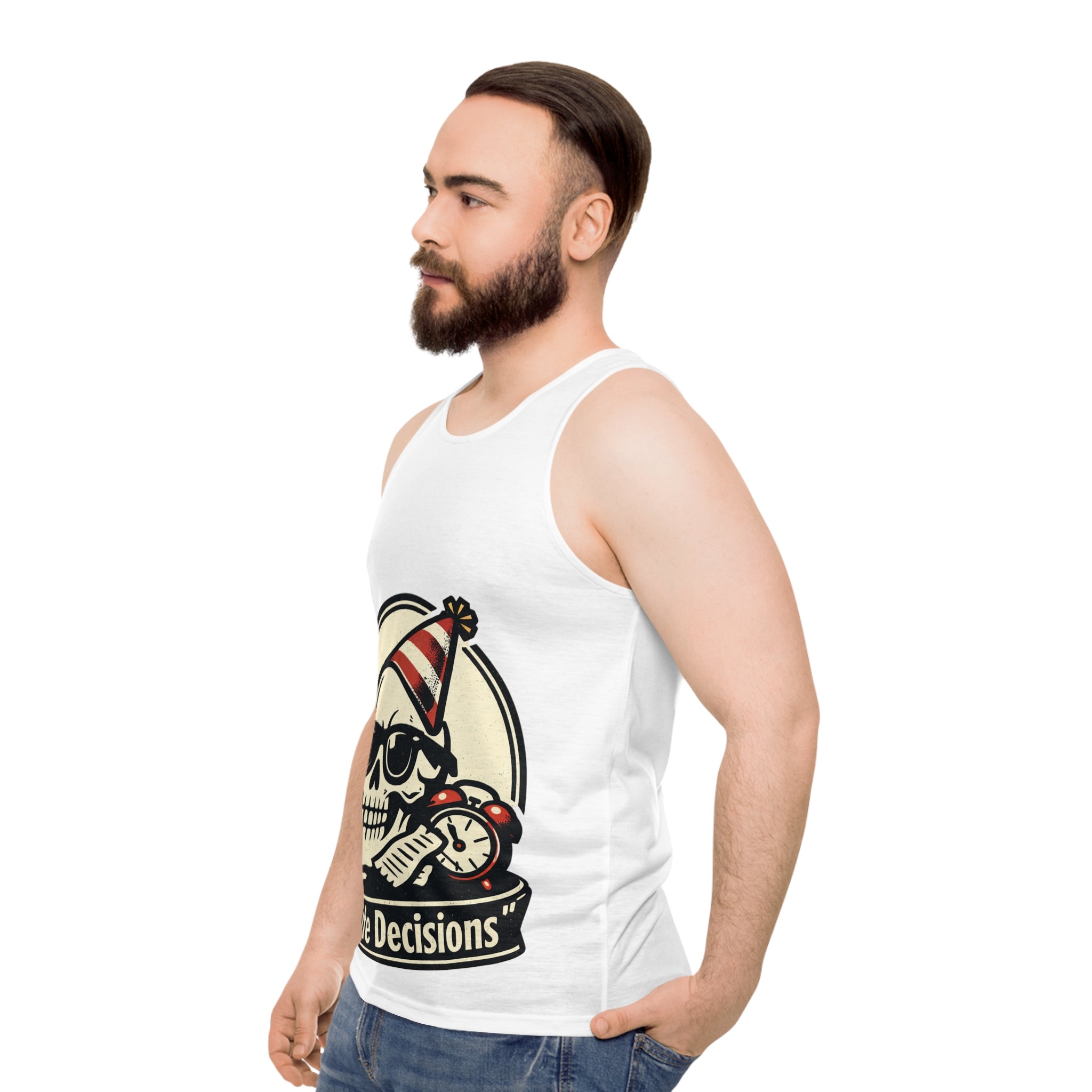 "Poor Life Decisions" Skull Party Tank Top - Funny Graphic Summer Vest