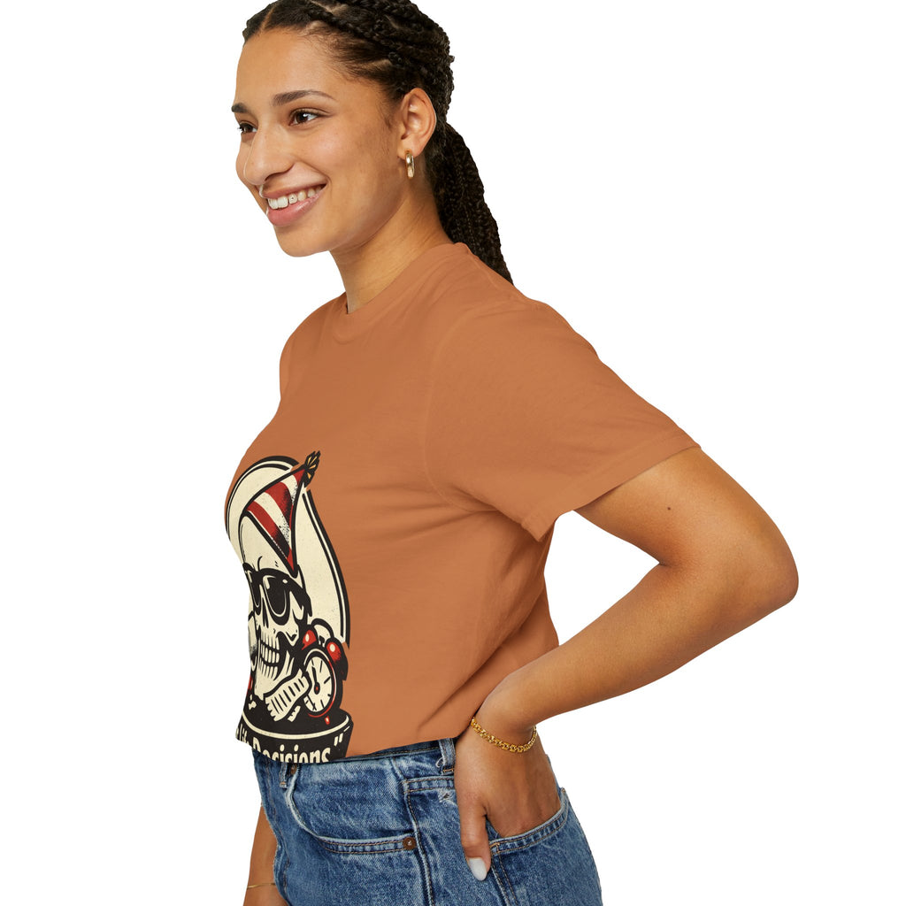 Poor Life Decisions Skull T-Shirt — Funny Party Skull Graphic Tee