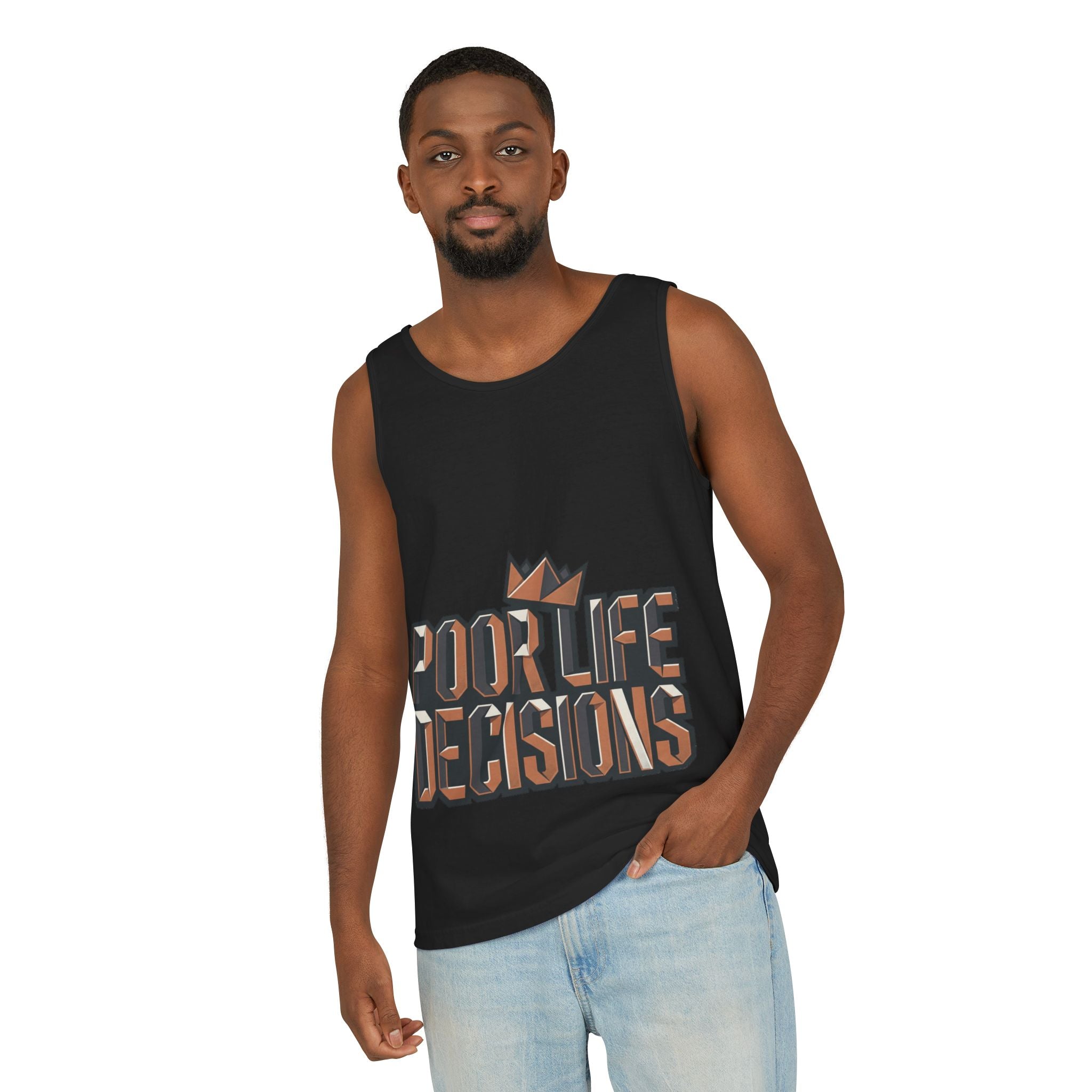 'Poor Life Decisions' Graphic Tank Top — Funny Typography Crown Summer Tee