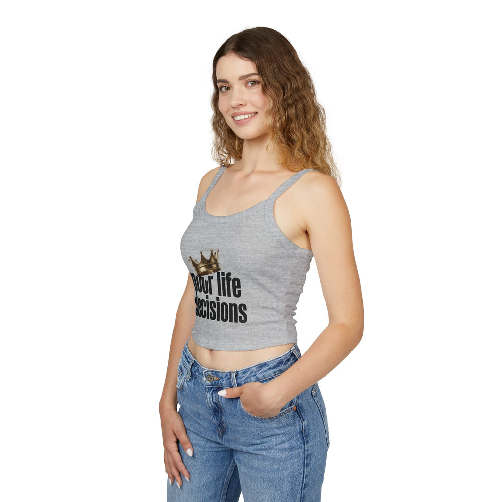Spaghetti Tank Top - "Poor Life Decisions" Crown Graphic