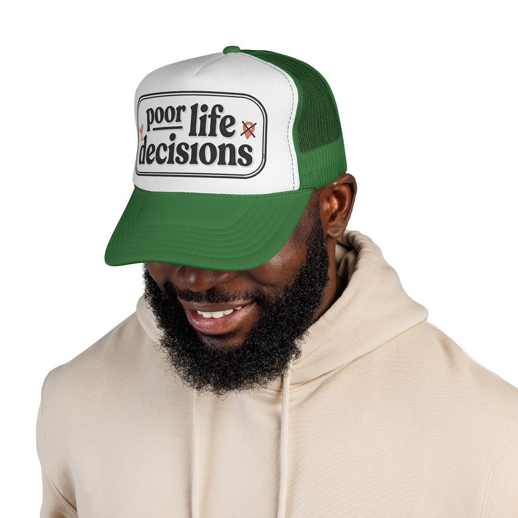 Trucker Hat - "Poor Life Decisions" Retro Mesh Cap