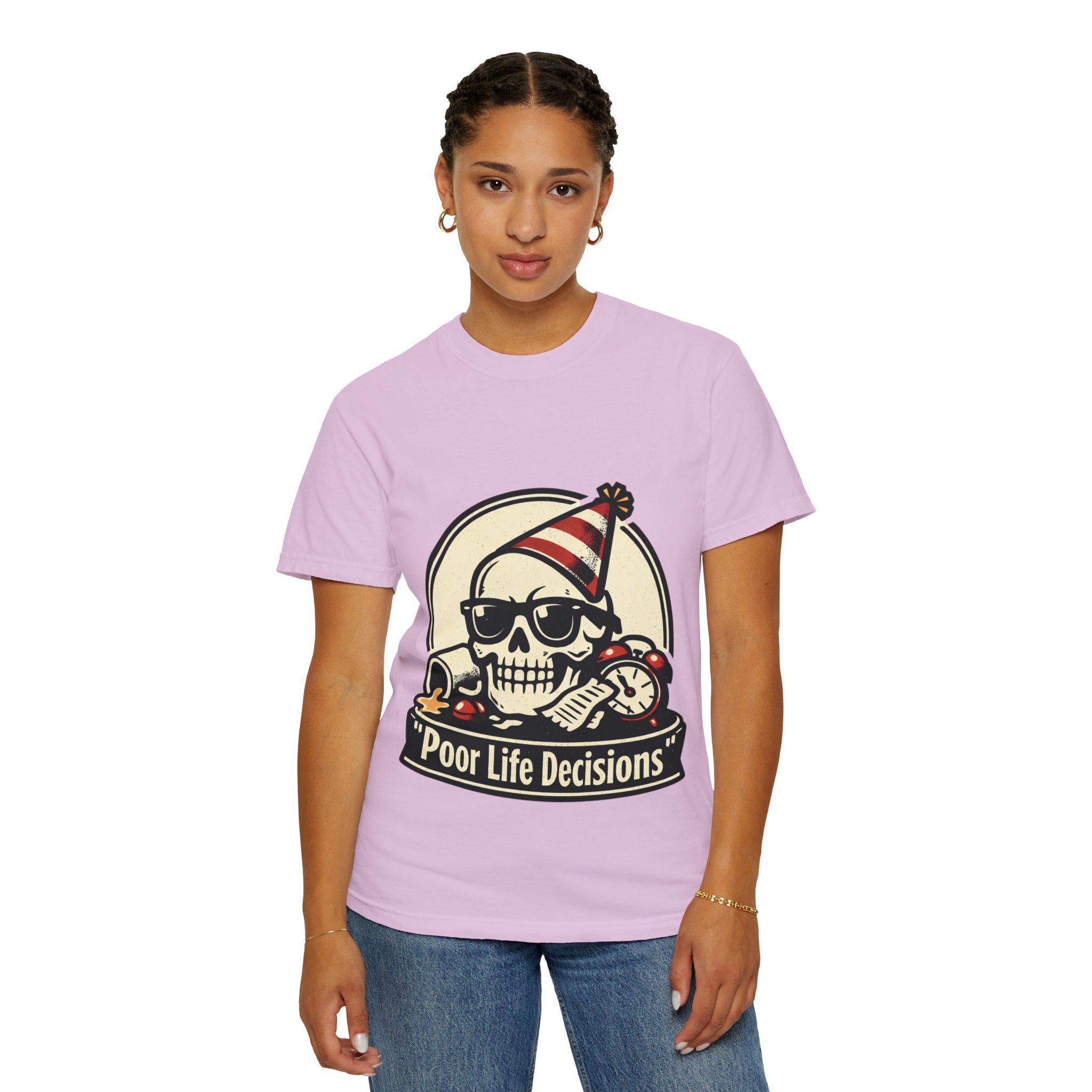 Poor Life Decisions Skull T-Shirt — Funny Party Skull Graphic Tee