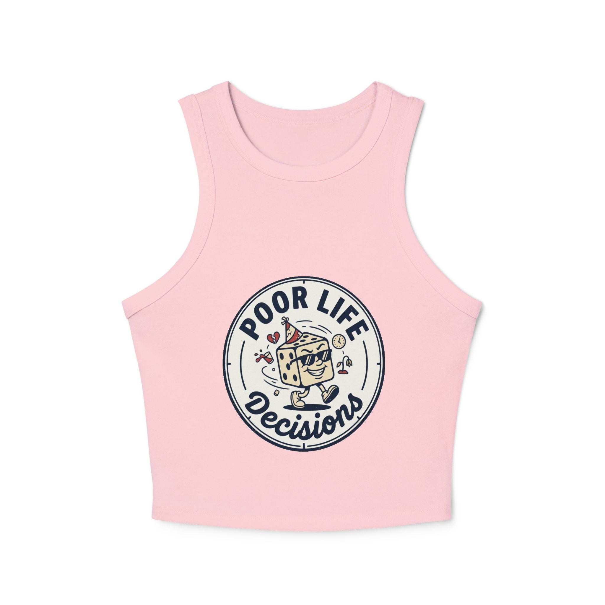 Racer Tank — "Poor Life Decisions" Retro Cocktail Graphic