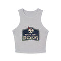 Ribbed Racer Tank Top — 'Poor Life Decisions' Skull Patch Graphic