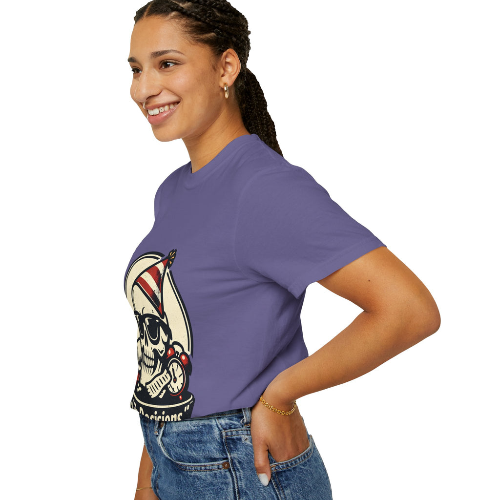 Poor Life Decisions Skull T-Shirt — Funny Party Skull Graphic Tee