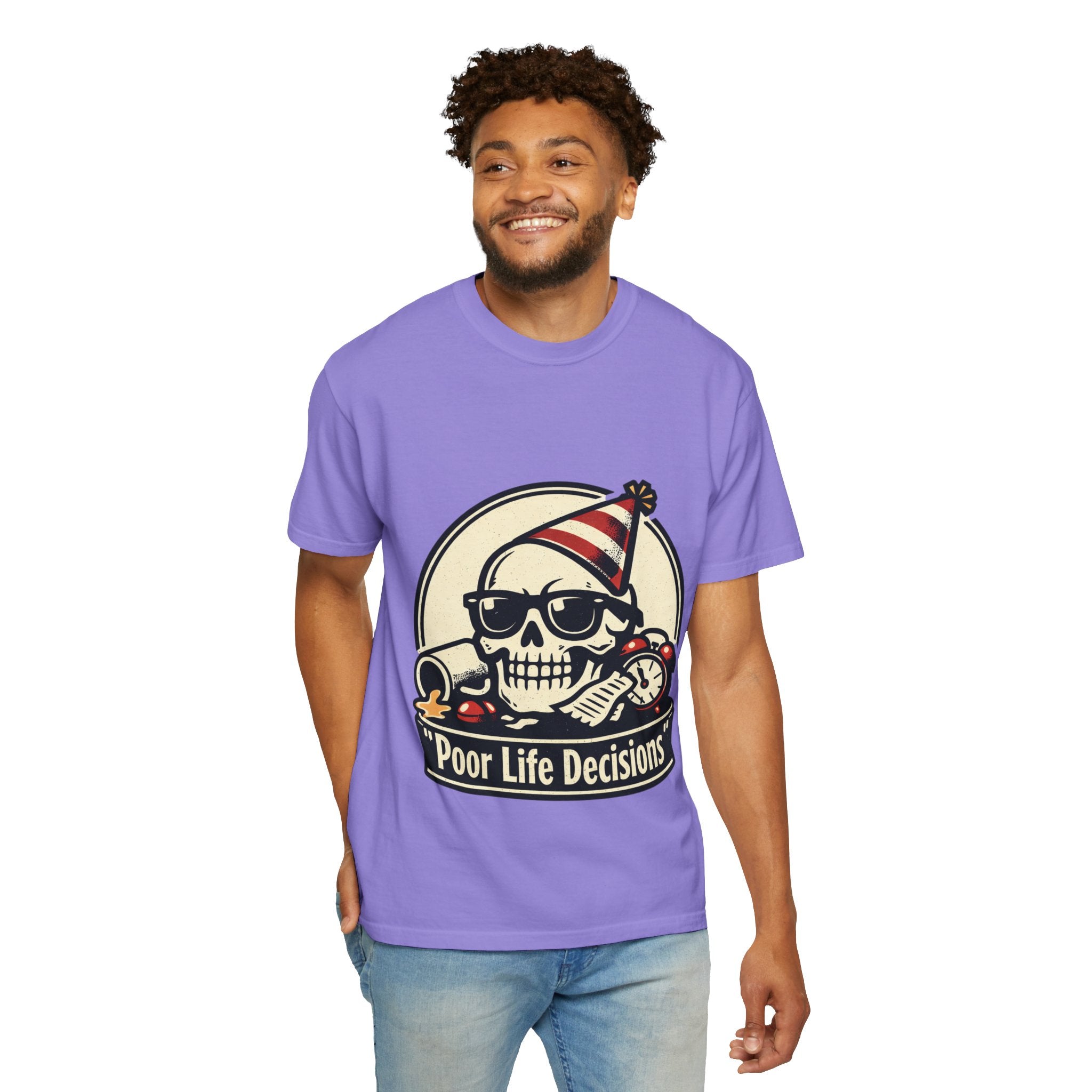 Poor Life Decisions Skull T-Shirt — Funny Party Skull Graphic Tee
