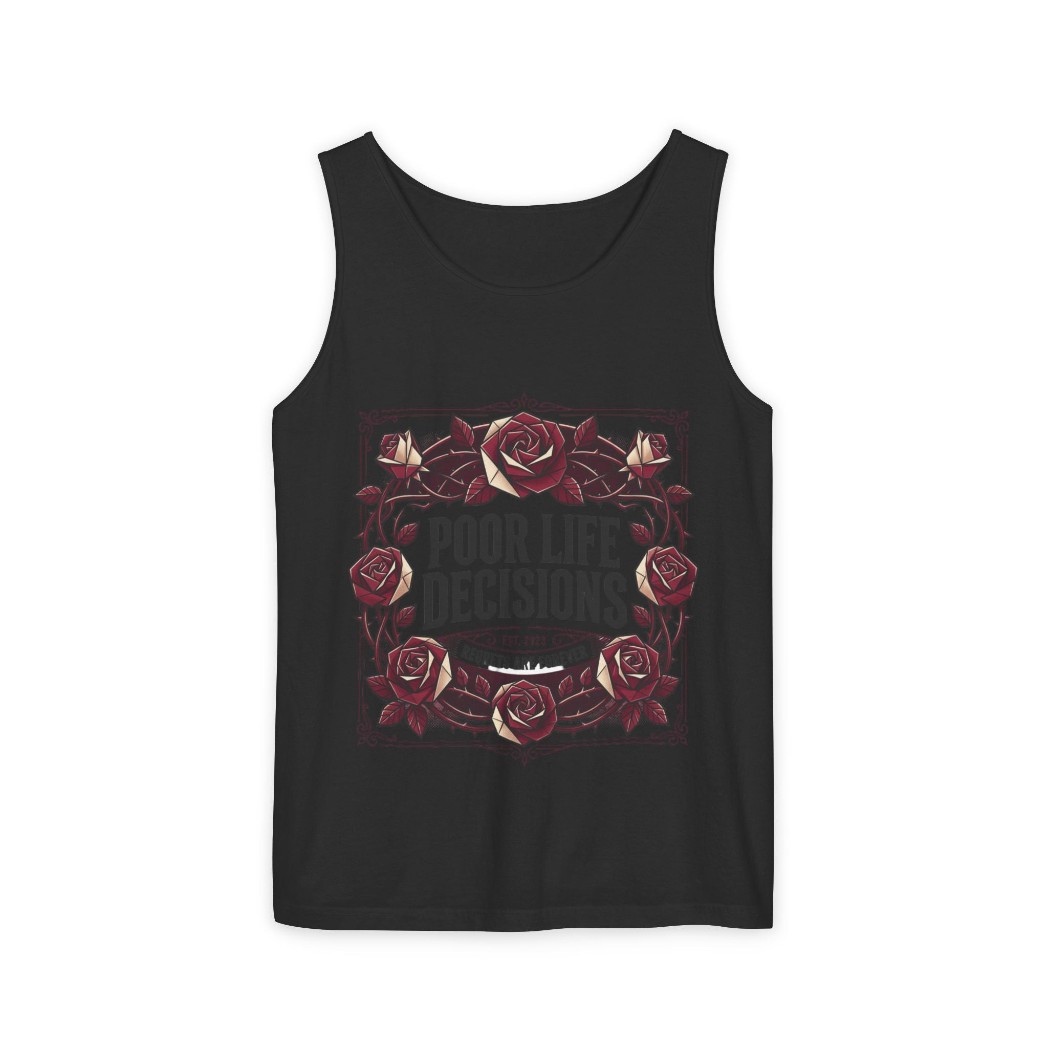 Poor Life Decisions Floral Tank Top — Funny Rose Graphic Tank