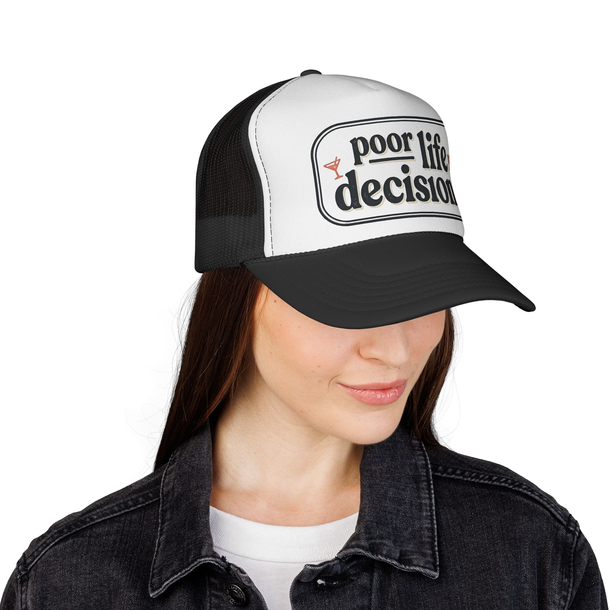 Trucker Hat - "Poor Life Decisions" Retro Mesh Cap
