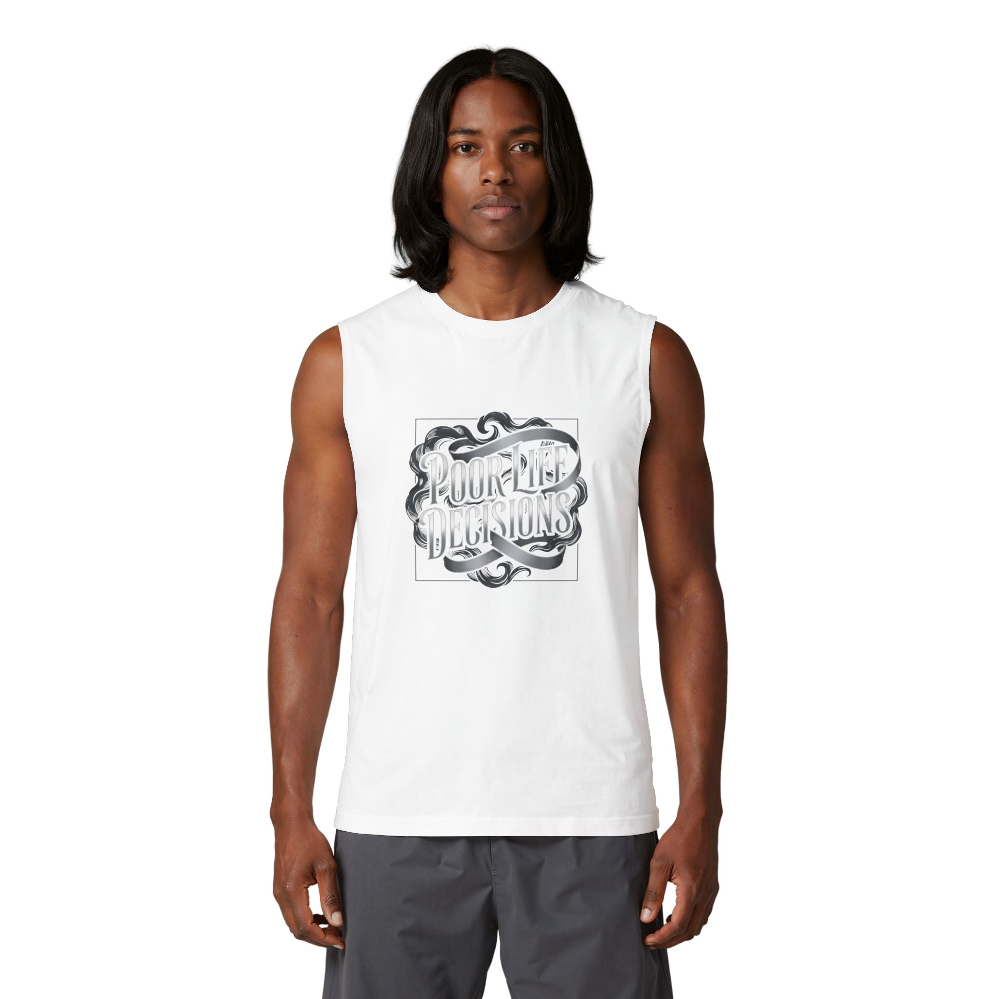 Muscle Tank — 'Pour The Illusions' Retro Script Graphic Tank Top