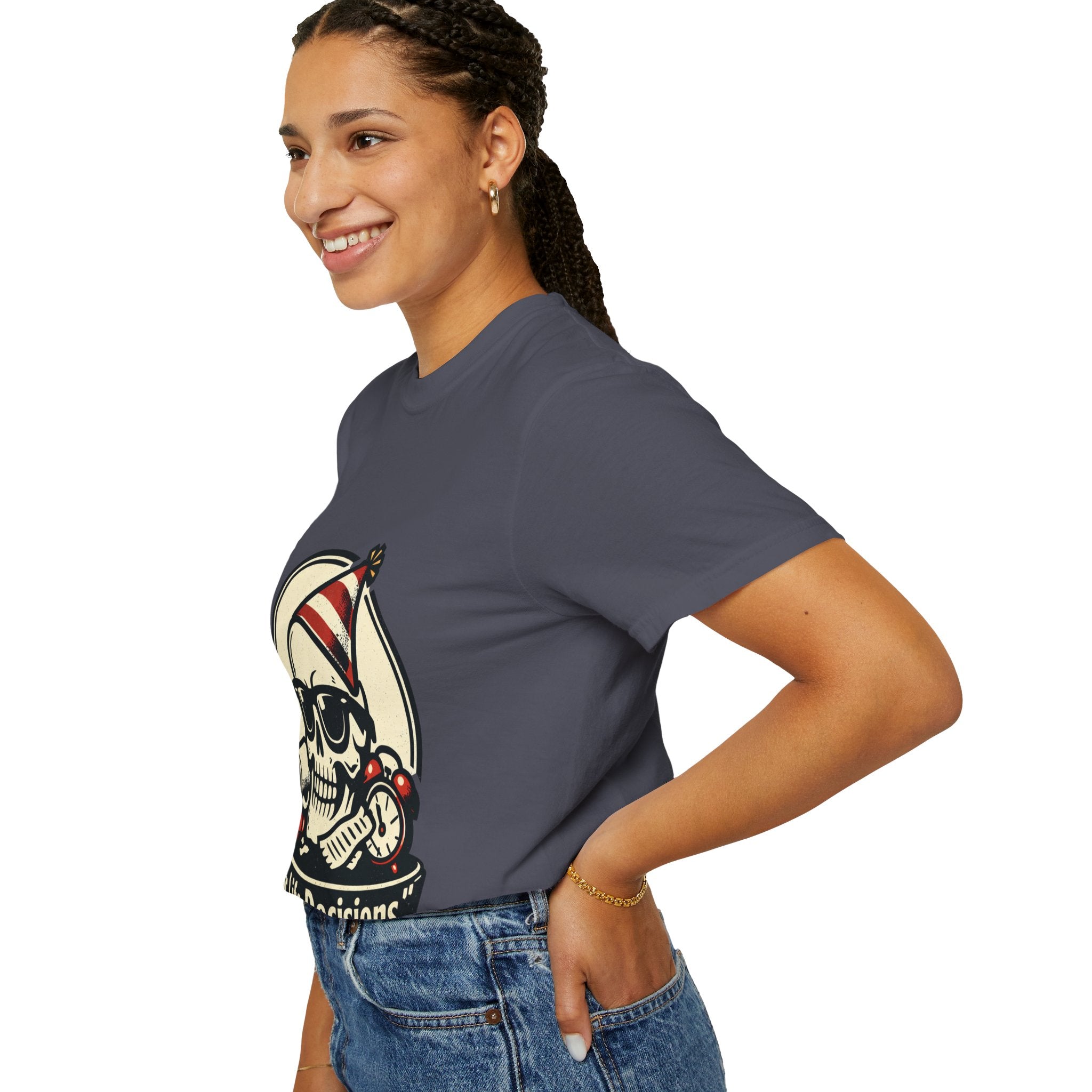 Poor Life Decisions Skull T-Shirt — Funny Party Skull Graphic Tee