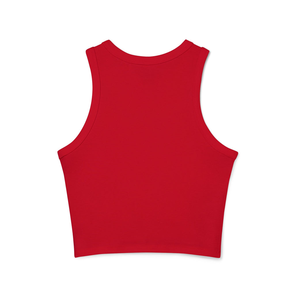 Women's Racer Tank Top — 'Poor Life Decisions' Skull Patch Graphic