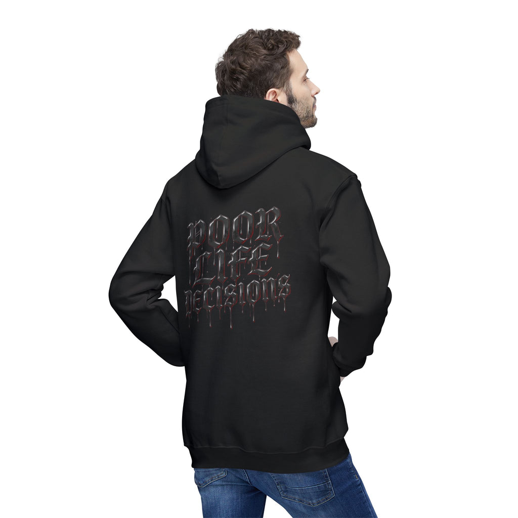 Poor Life Decisions Hoodie — White Graphic Hooded Sweatshirt