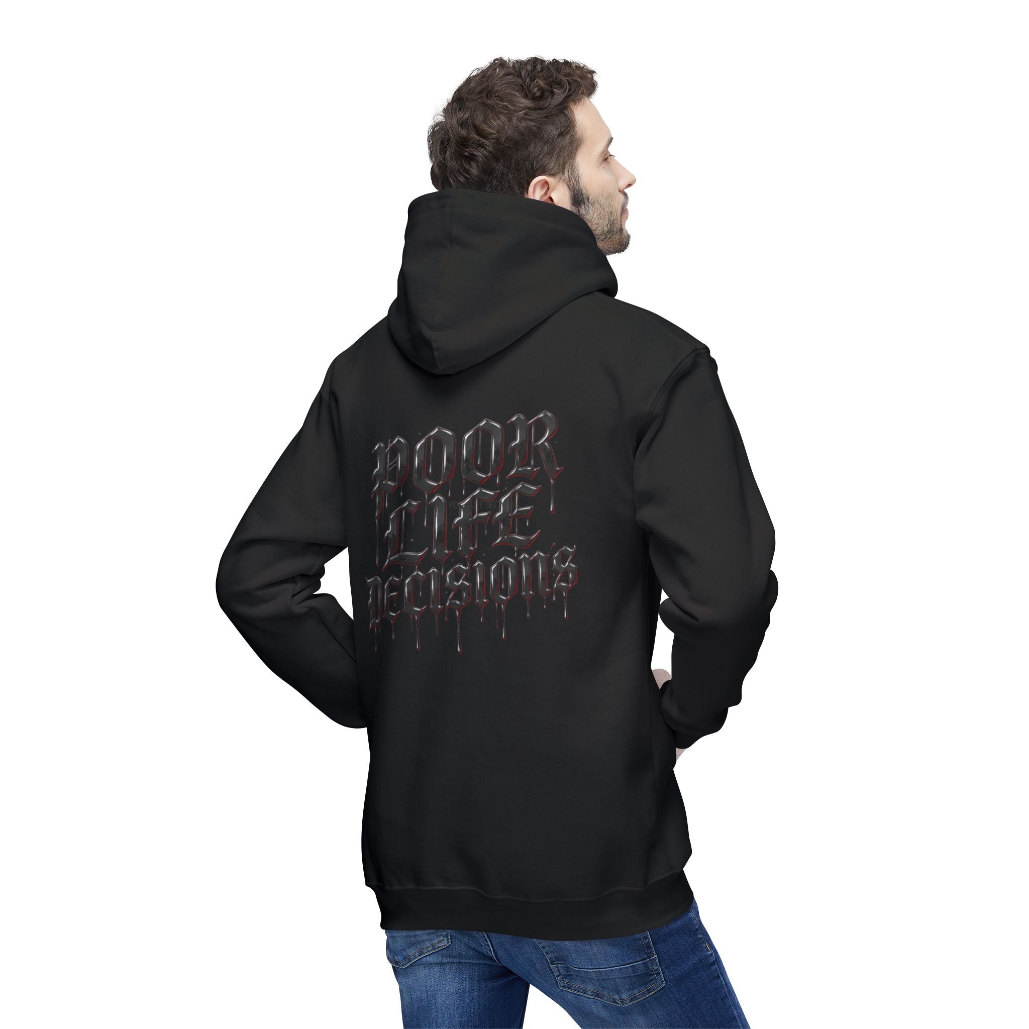 Poor Life Decisions Hoodie — White Graphic Hooded Sweatshirt