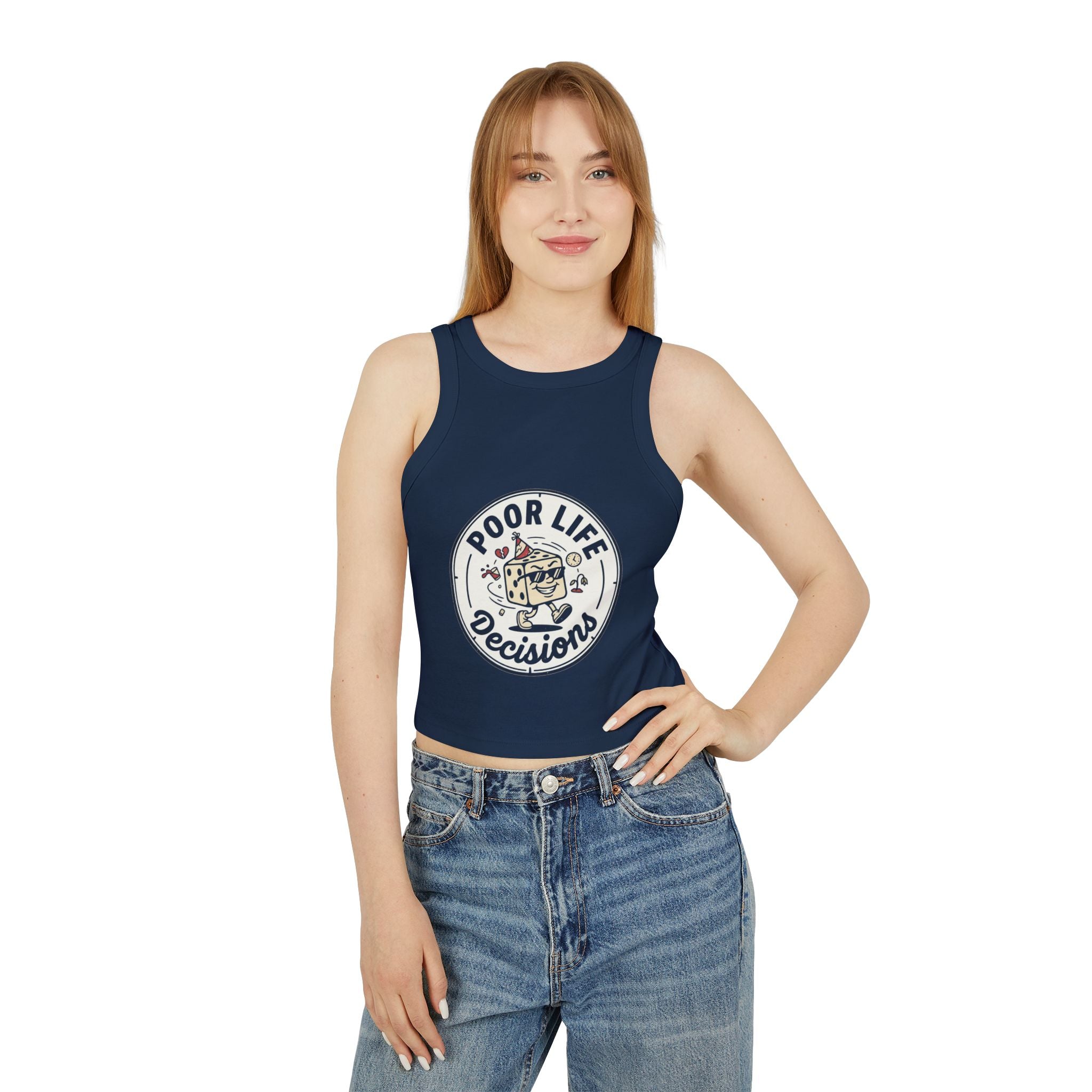 Racer Tank — "Poor Life Decisions" Retro Cocktail Graphic