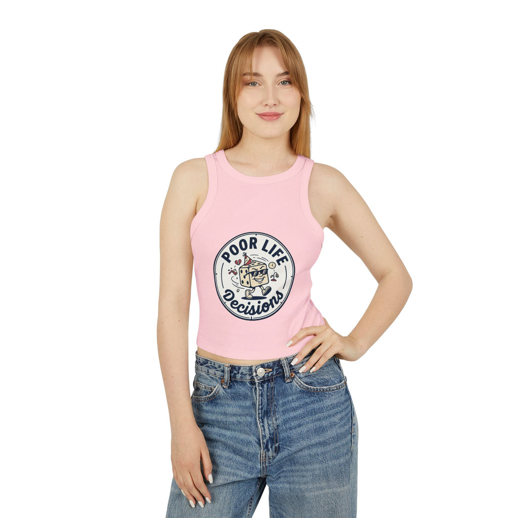 Racer Tank — "Poor Life Decisions" Retro Cocktail Graphic