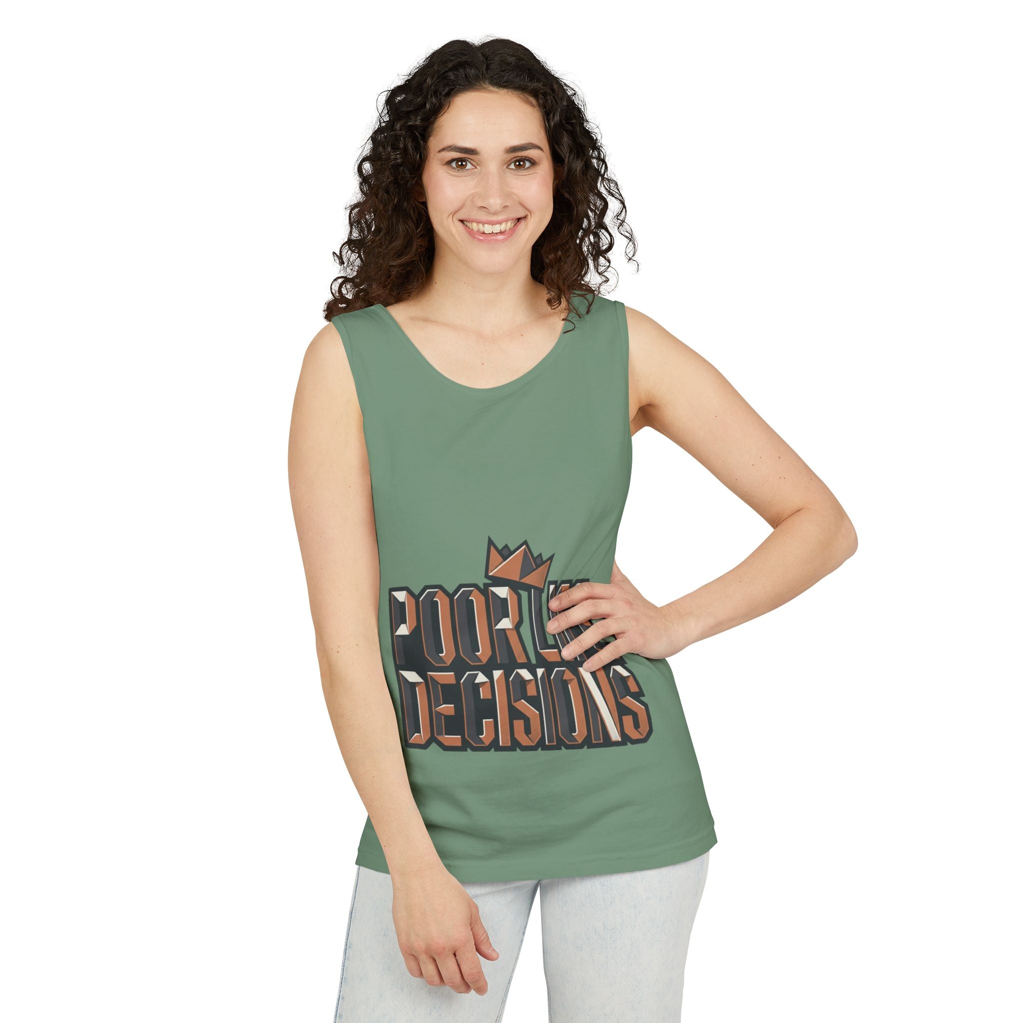 'Poor Life Decisions' Graphic Tank Top — Funny Typography Crown Summer Tee