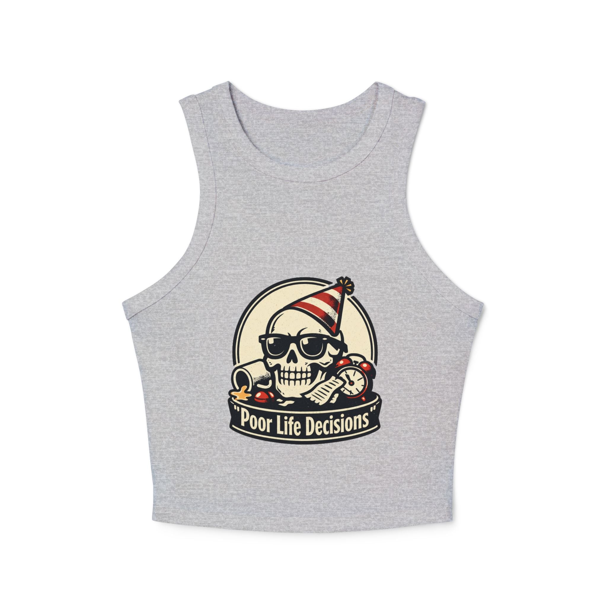 Skull 'Poor Life Decisions' Racer Tank Top
