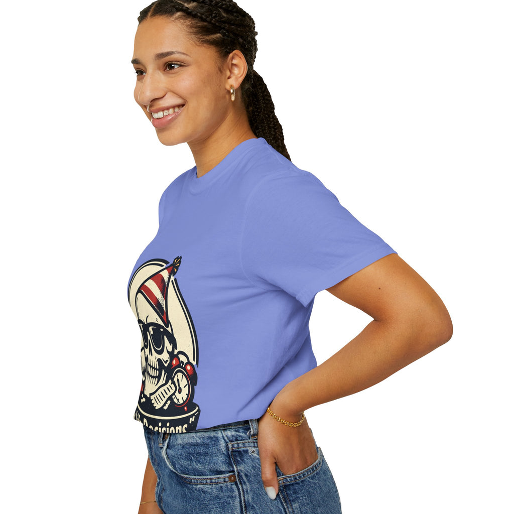 Poor Life Decisions Skull T-Shirt — Funny Party Skull Graphic Tee