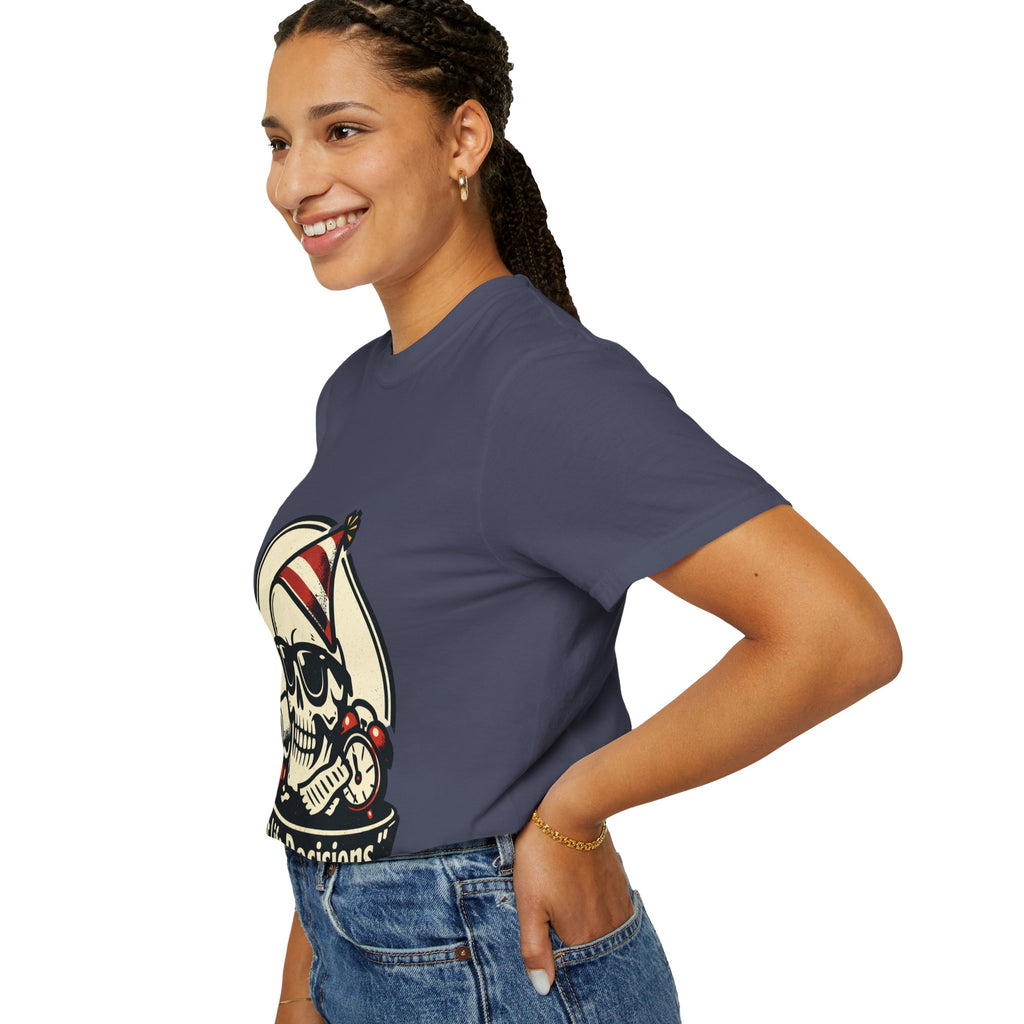 Poor Life Decisions Skull T-Shirt — Funny Party Skull Graphic Tee