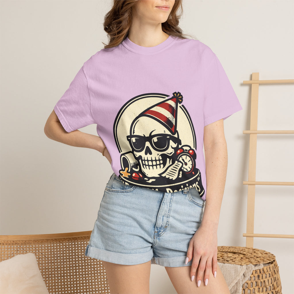 Poor Life Decisions Skull T-Shirt — Funny Party Skull Graphic Tee