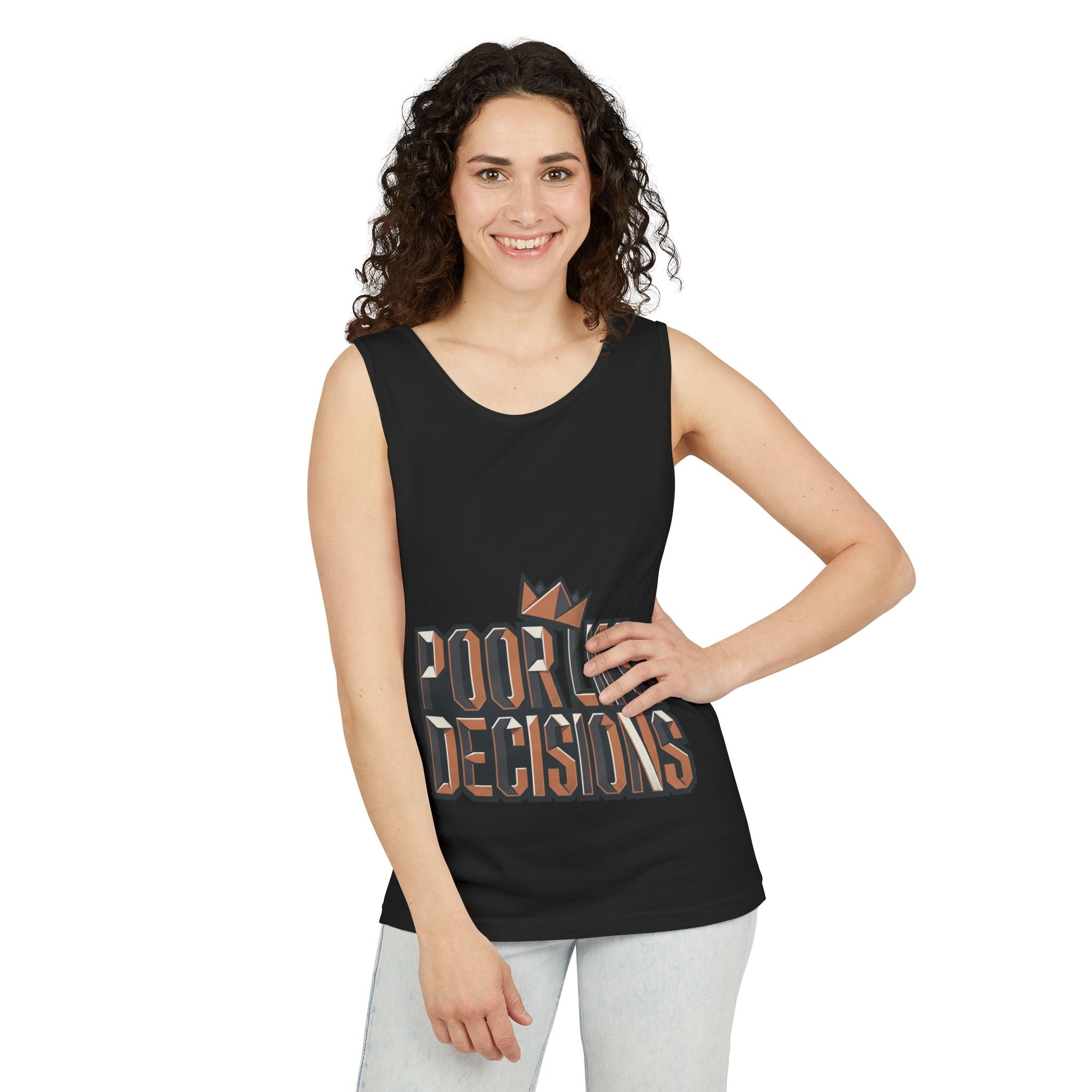 'Poor Life Decisions' Graphic Tank Top — Funny Typography Crown Summer Tee