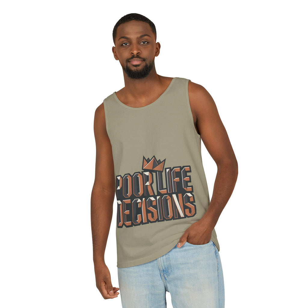 'Poor Life Decisions' Graphic Tank Top — Funny Typography Crown Summer Tee